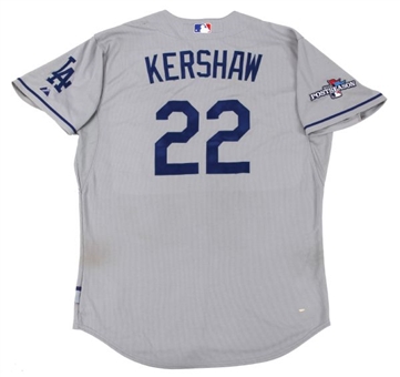 2013 Clayton Kershaw Los Angeles Dodgers Game Worn Road Jersey – Worn During his First Post Season Victory! (MLB Authenticated) 